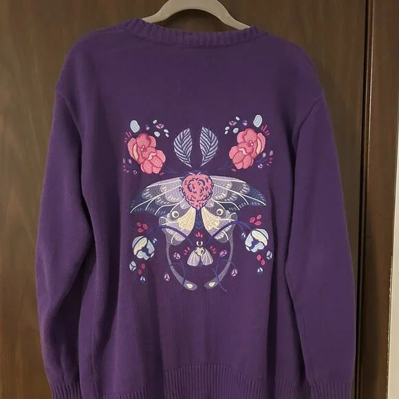 Morningwitch Twilight Moth Knit Cardigan Morning Witch Small 100% Cotton - Picture 1 of 7